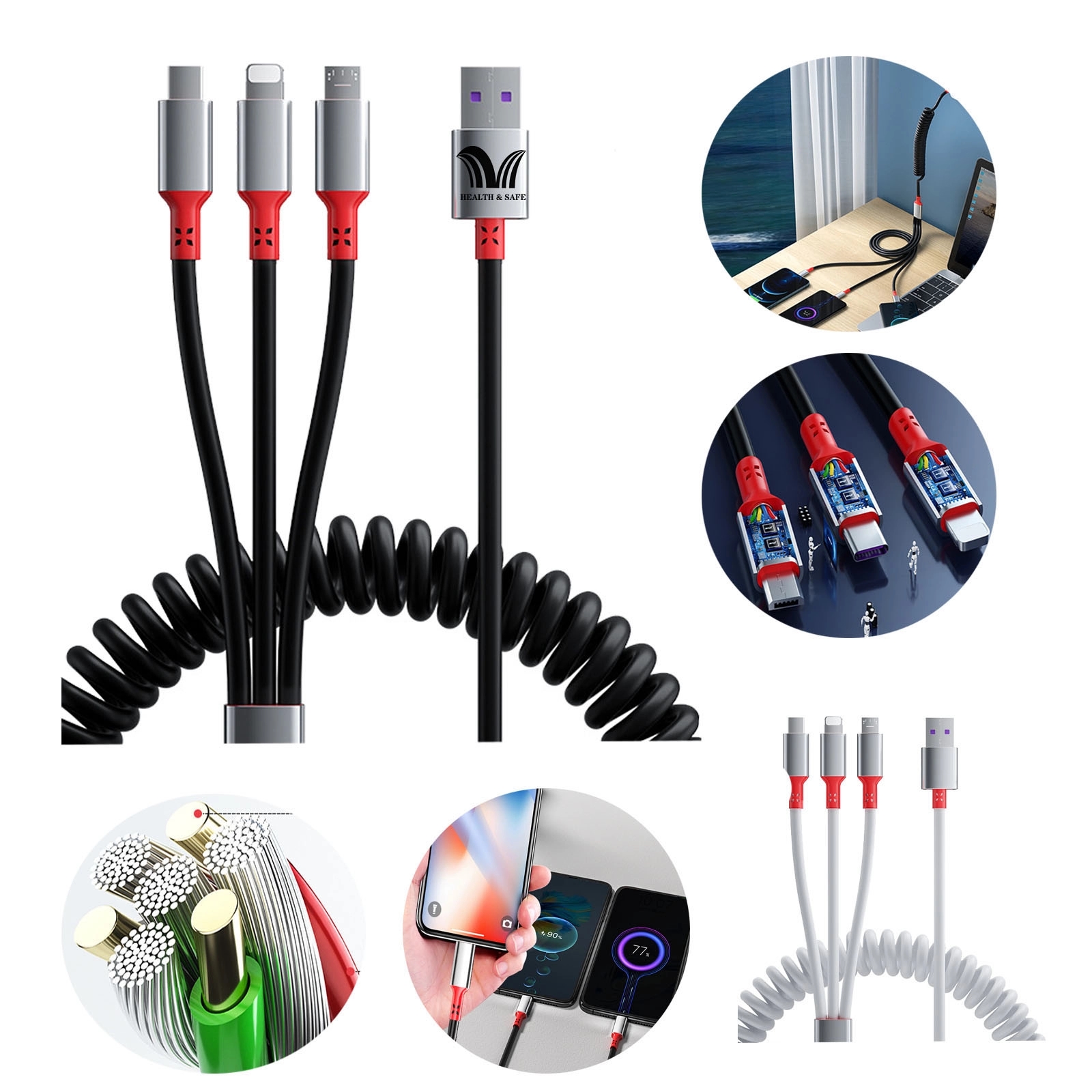 Retractable Multi 3 In 1 Fast Charging Cable