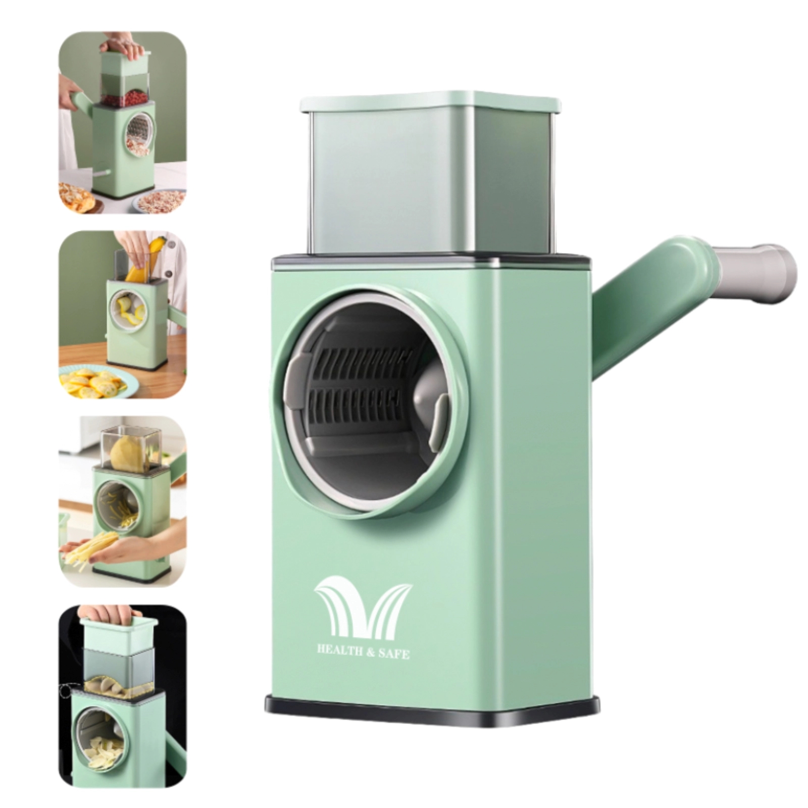 Multifunctional Hand-Cranked Chopper With 3 Blades