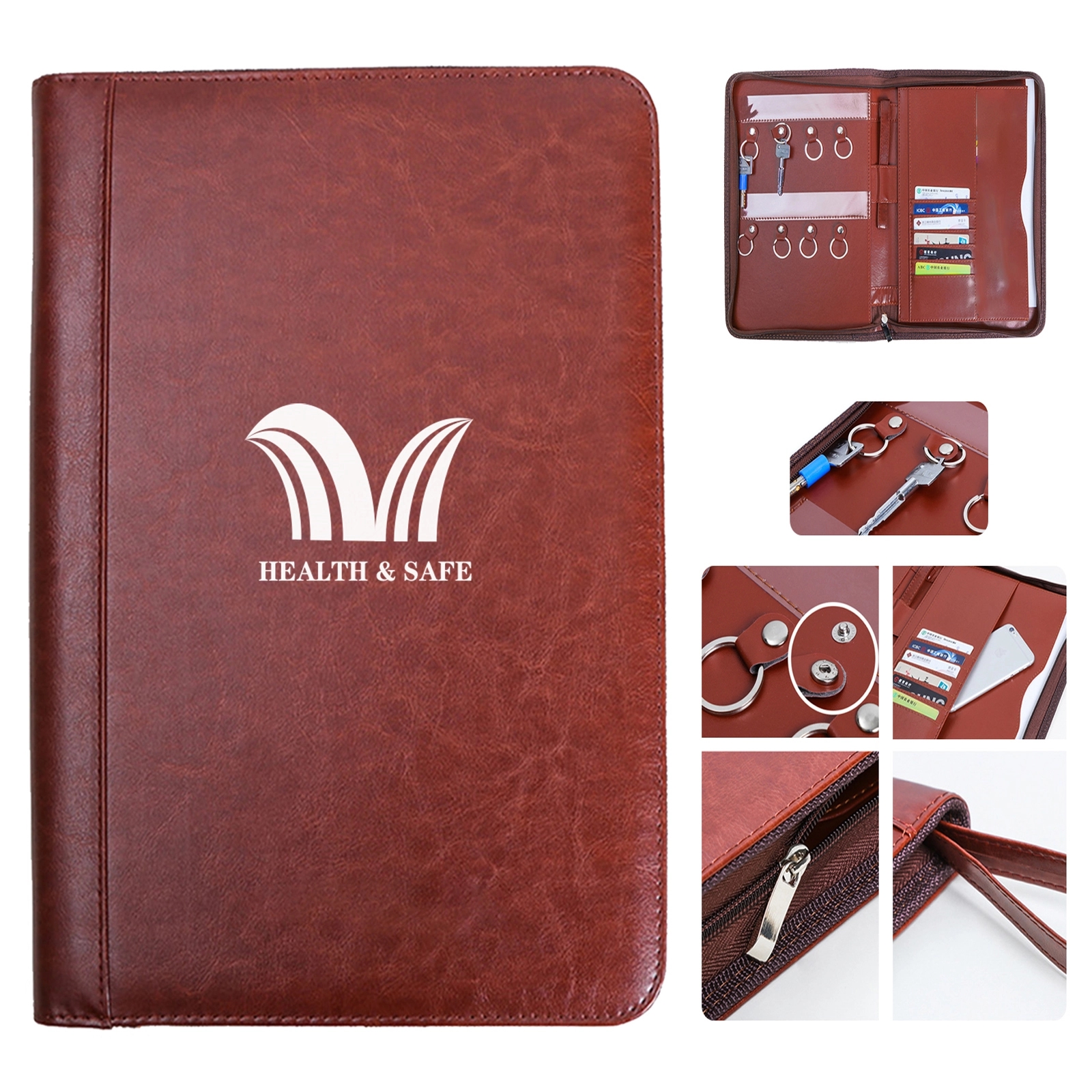 Portable Business PU Leather Key Binder Organizer