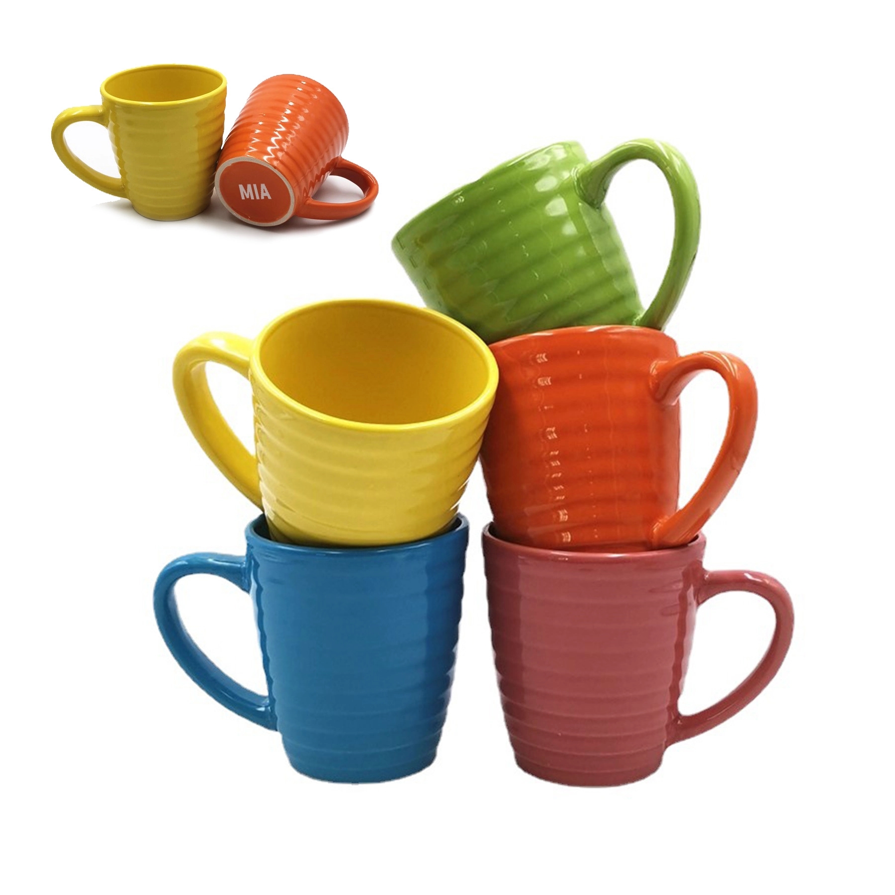 11 Oz Striped Embossed Mug