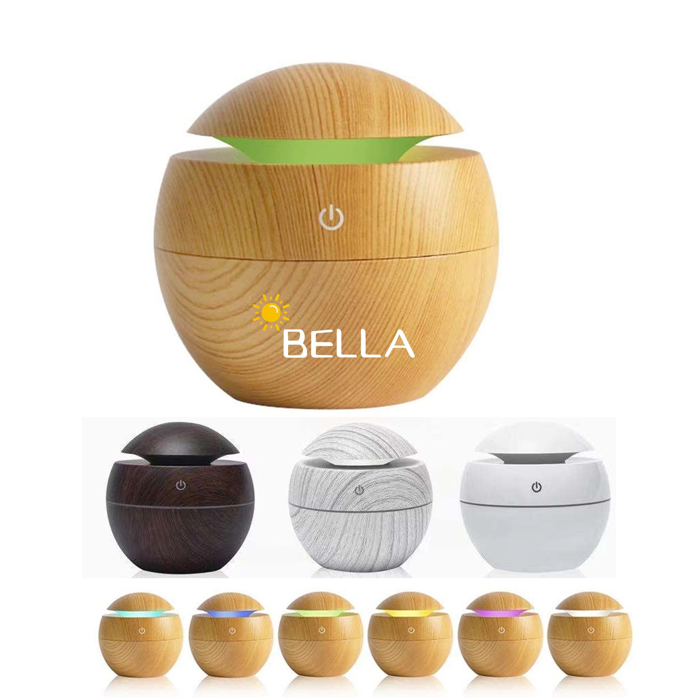 130Ml Usb Electric Air Humidifier Wood Grain 7 Color Lights