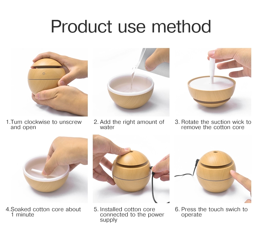 130Ml Usb Electric Air Humidifier Wood Grain 7 Color Lights - Image 7