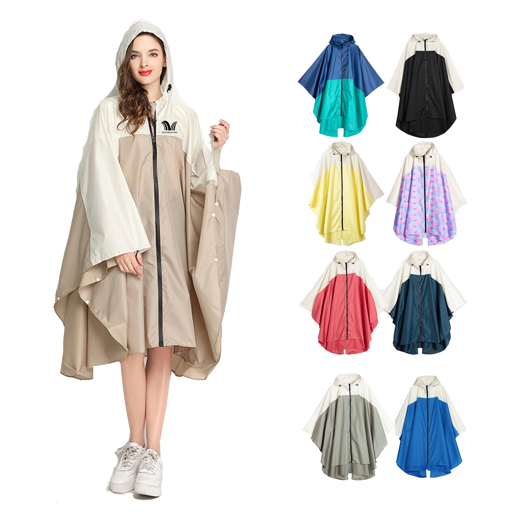 Rain Poncho Hooded Waterproof Raincoat Jacket