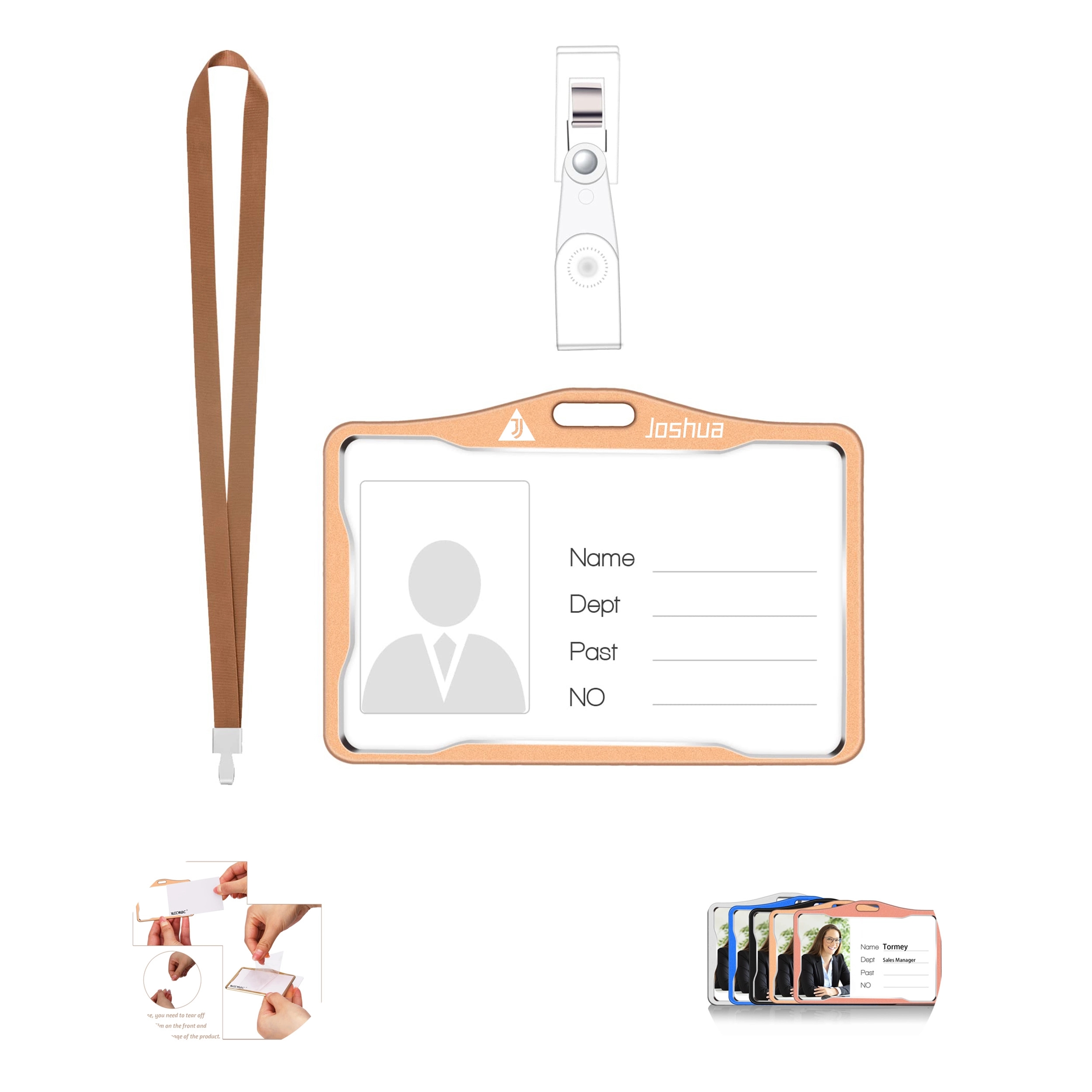 Metal Id Card Badge Holder With Lanyard