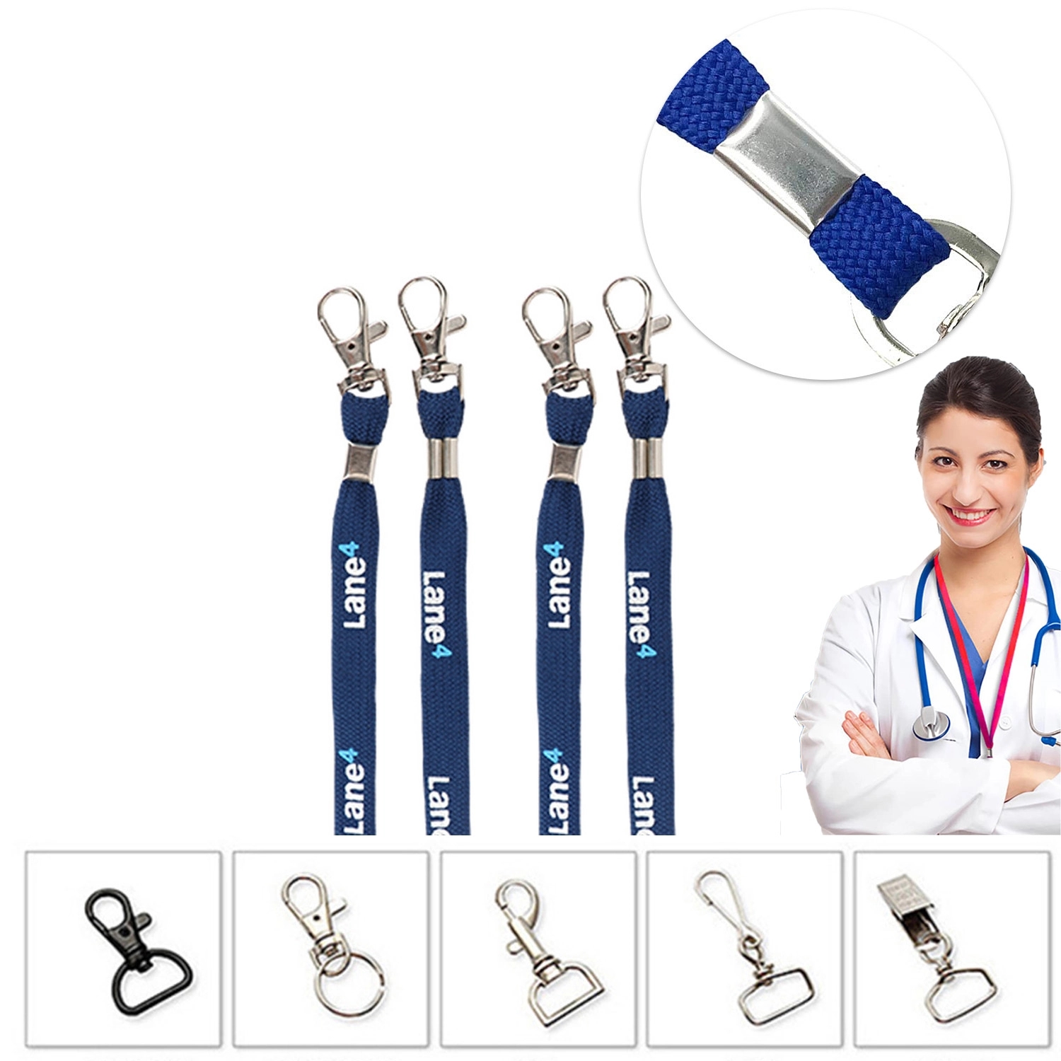 Polyester Shoe String Lanyard W/ Breakaway & Thumb Hook