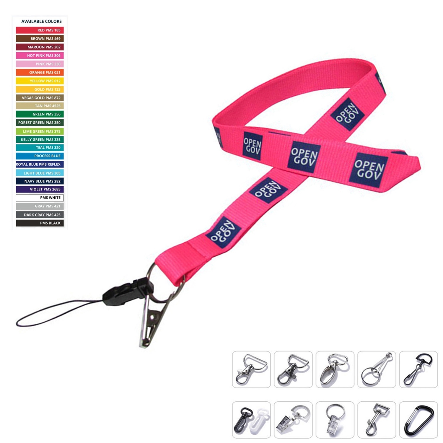 Lanyard W/ Cell Phone Loop, Key Ring & Bulldog Clip