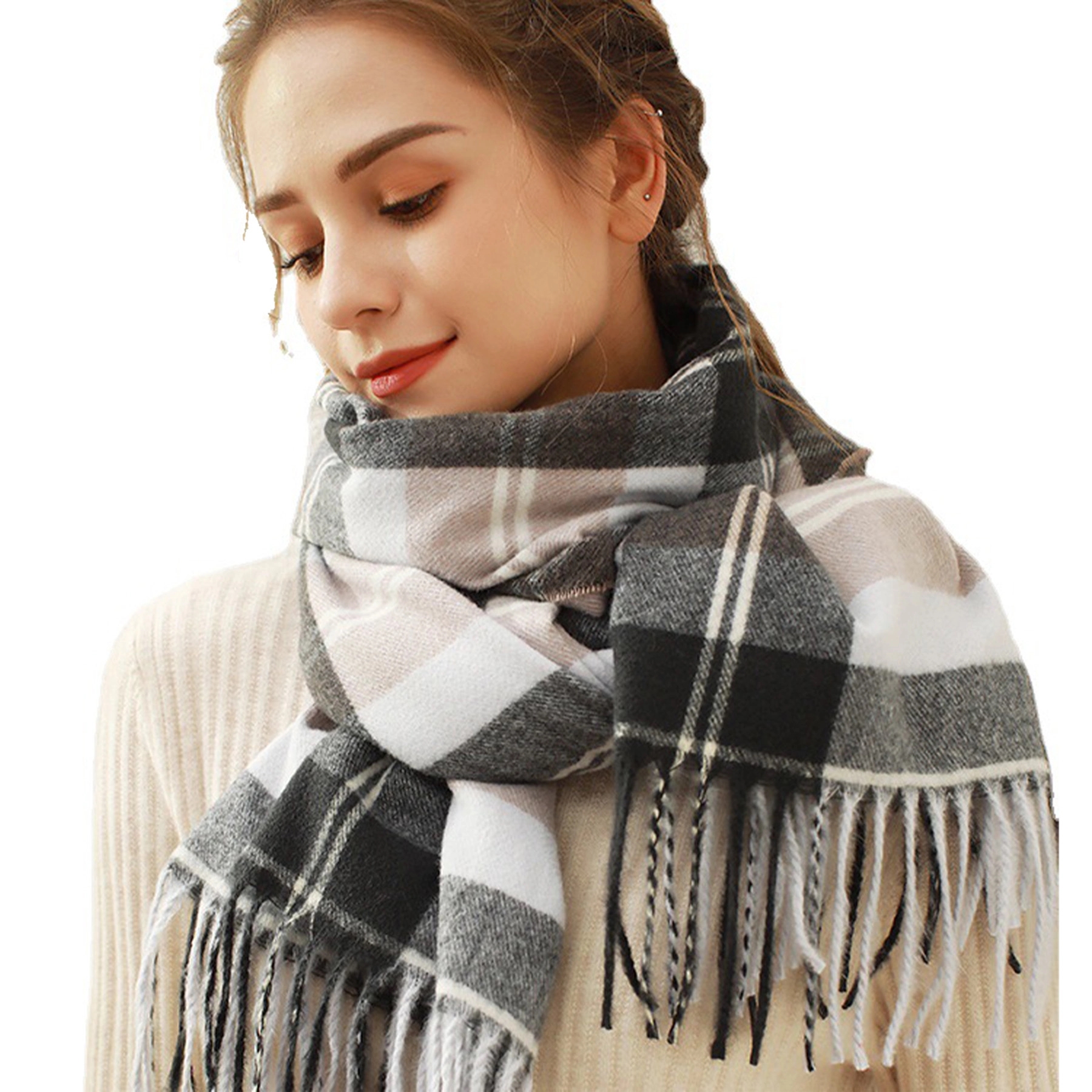 Fringed Plaid Scarf