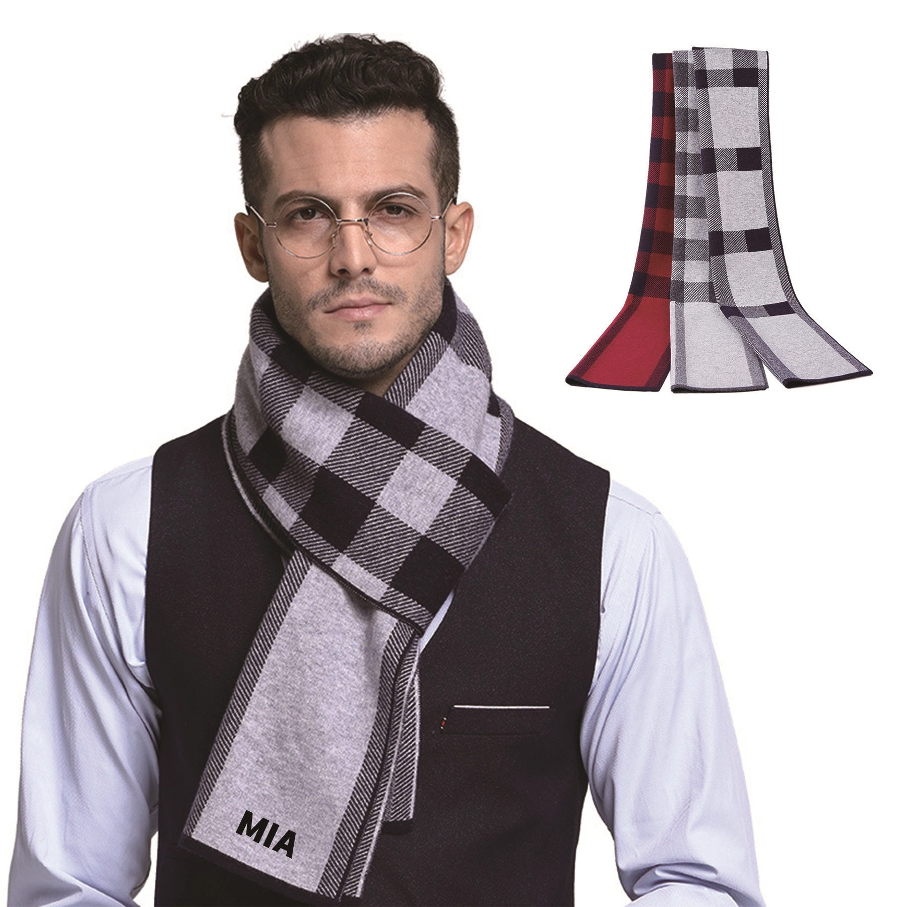 Thickened Plaid Wool Scarf