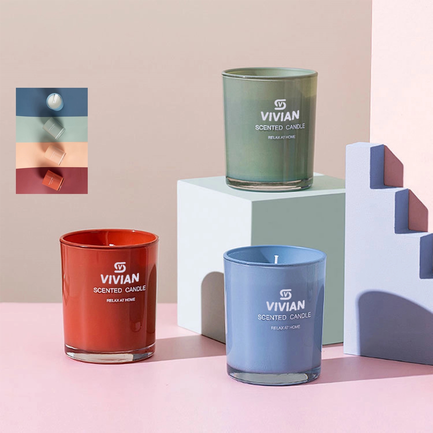 10 Oz. Soy Wax Aromatherapy Candles In Colorful Glass