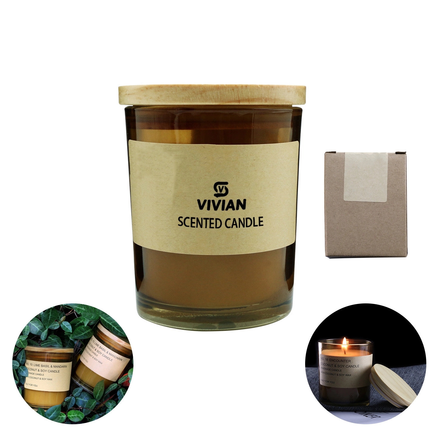 12 Oz. Soy Wax Aromatherapy Candles In Glass W/ Wood Lids