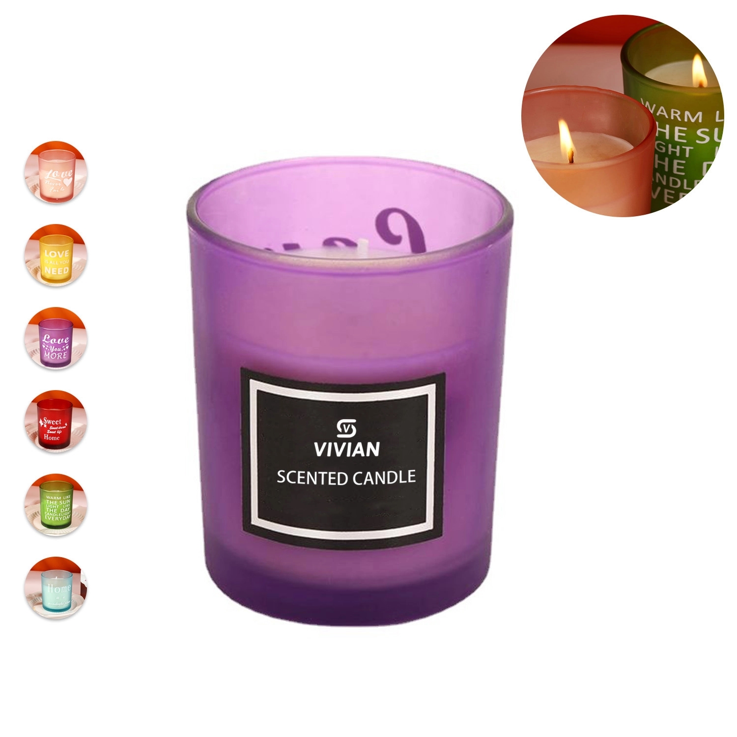 7.5 Oz. Scented Candles In Colorful Glass