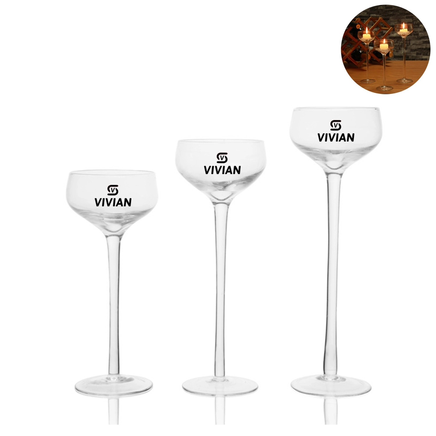 Glass Pillar Candle Holders Set