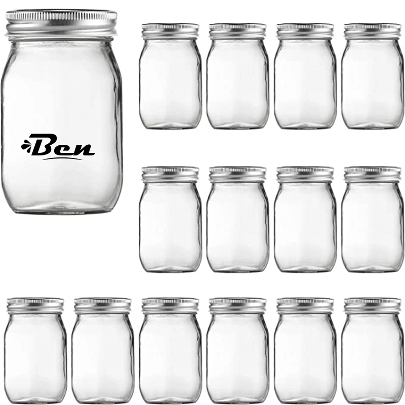 Clear 16Oz Glass Jars With Lids