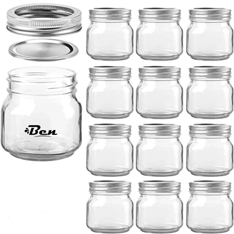Clear 8Oz Glass Jars With Lids