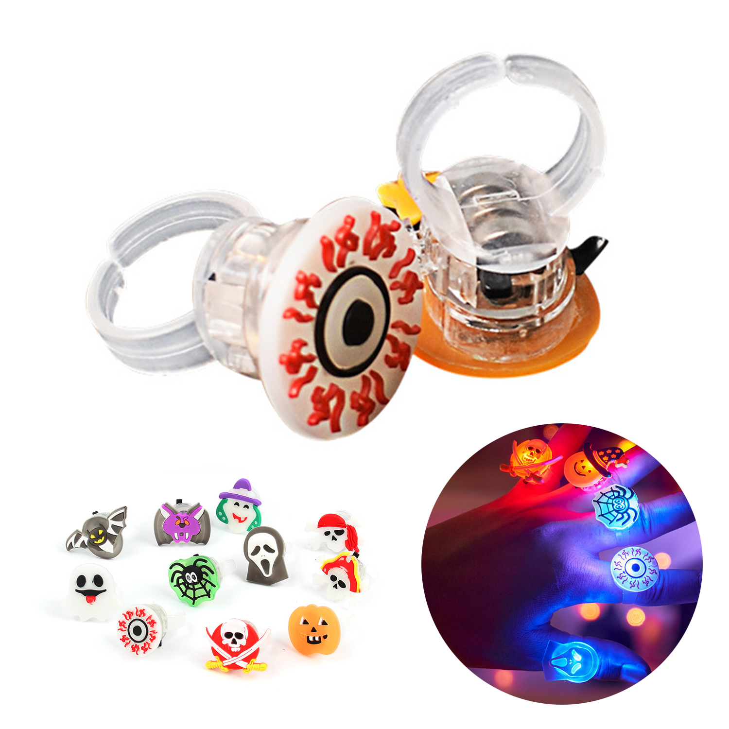 Halloween Adjustable Led Luminous Flash Ring Light Up Toys