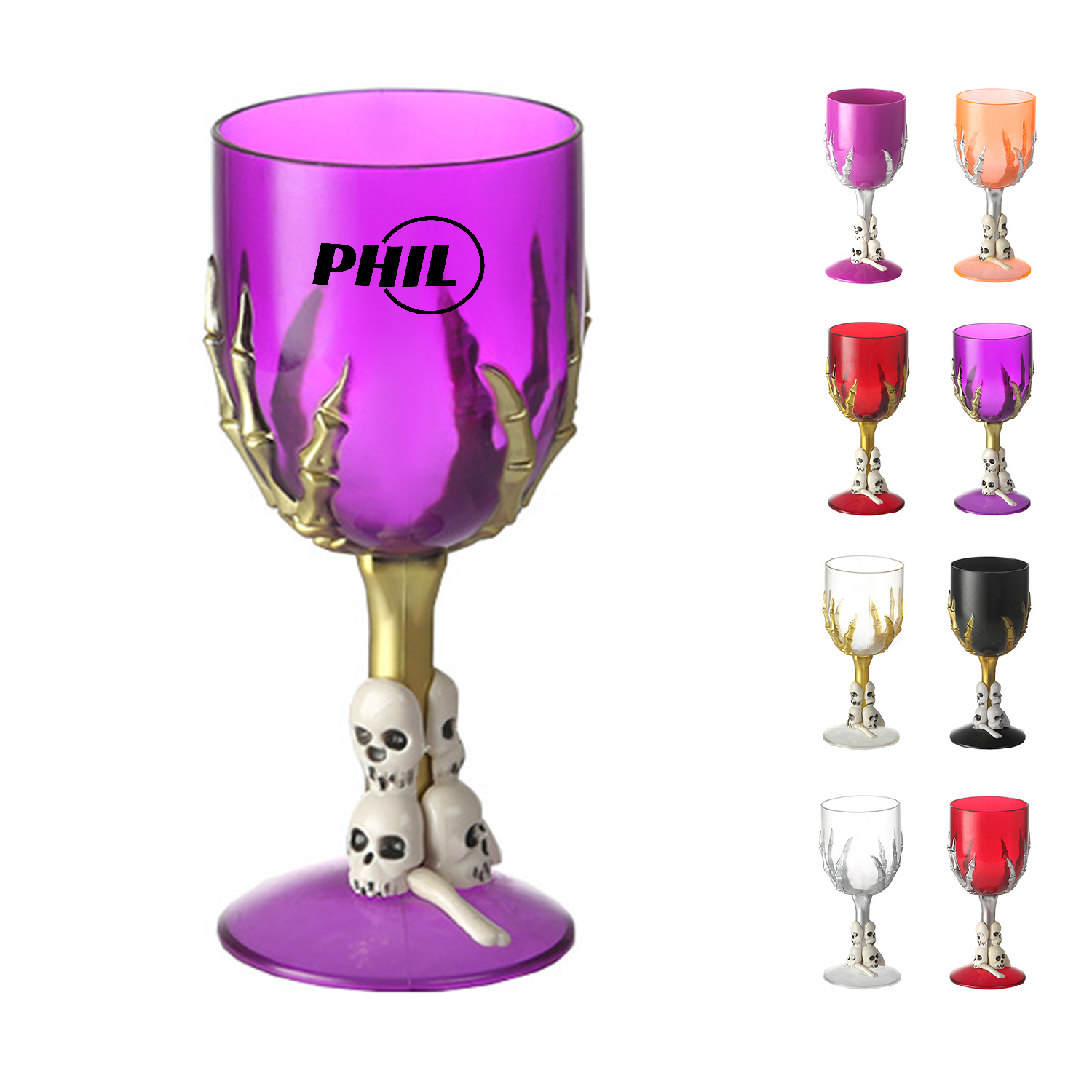 10 Oz Halloween Skeleton Wine Glass Goblet Skull Cup