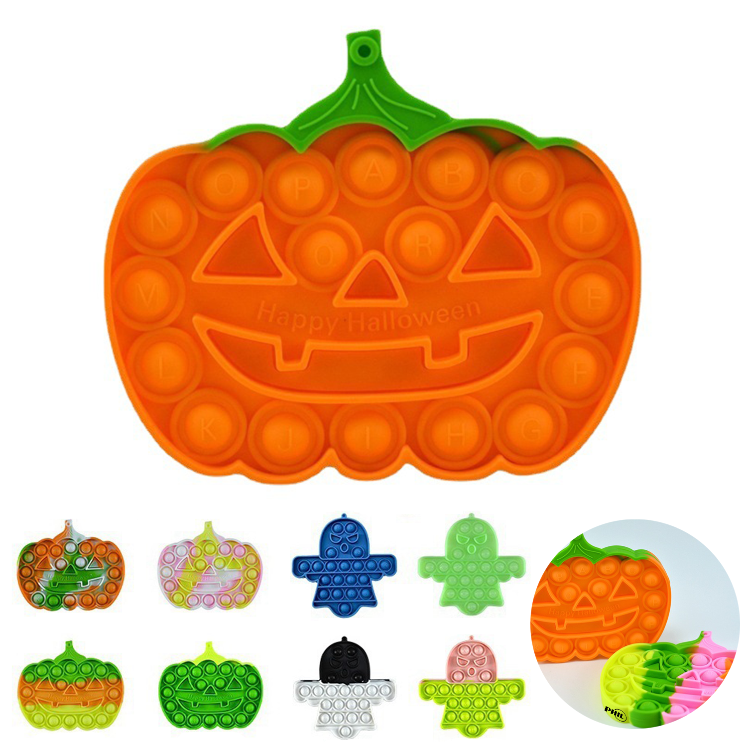 Silicone Halloween Pumpkin Push Pop Fidget Toy