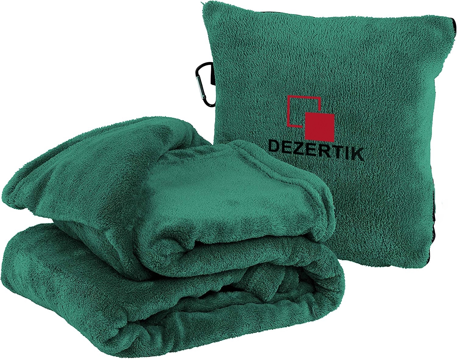 2 In 1 Fleece Travel Blanket W/ Stuffable Pillowcase