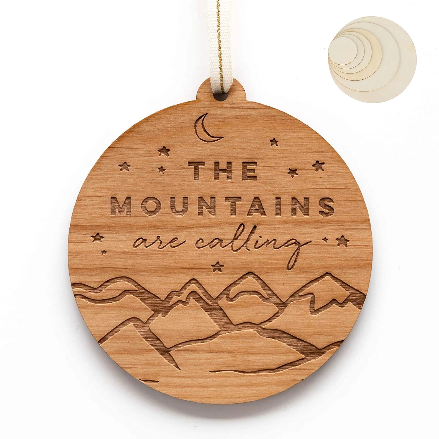 3.5" - Laser Engraved Solid Hardwood Ornaments-Round Shape