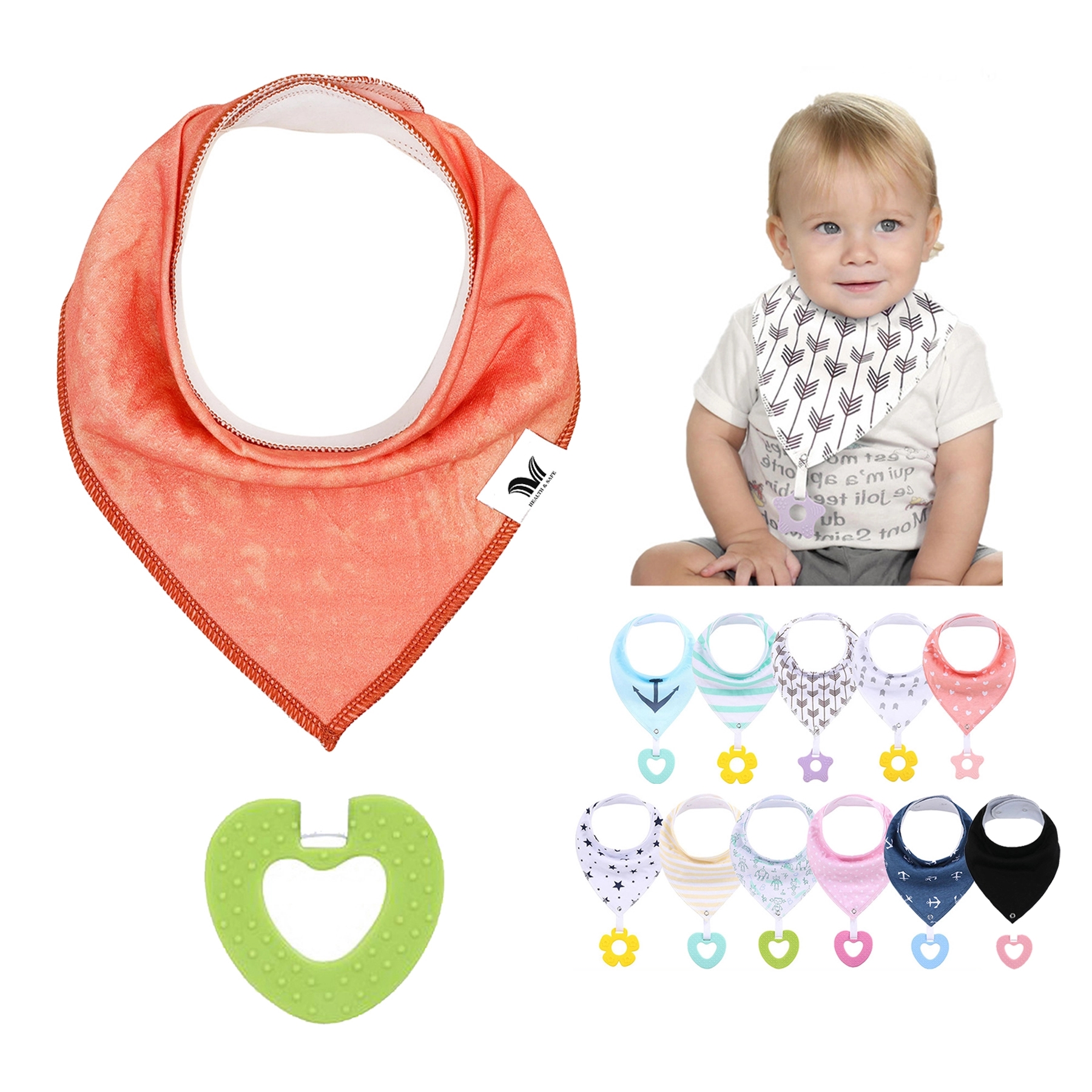 Cotton Baby Bandana Drool Bibs Teething Toys