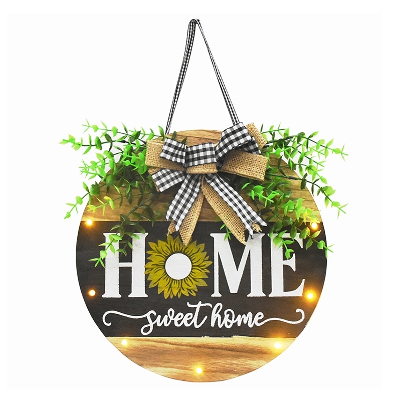 Wooden Sunflower Sign Tag With Led Light