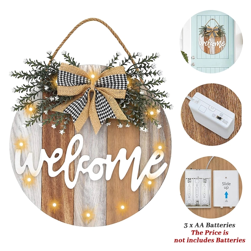 Wooden Welcome LED Door Sign