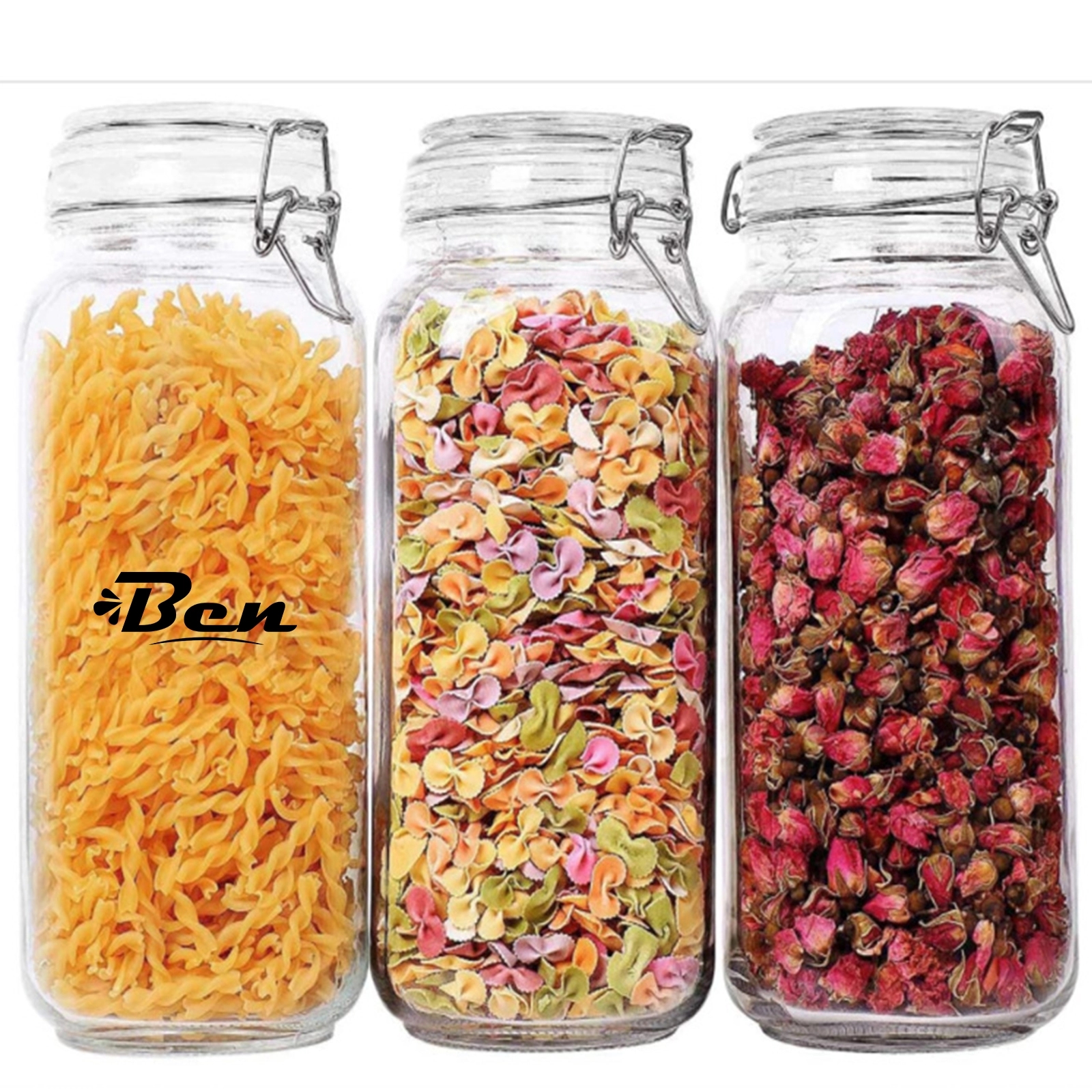 78Oz Glass Food Storage Jars With Airtight Clamp Lids