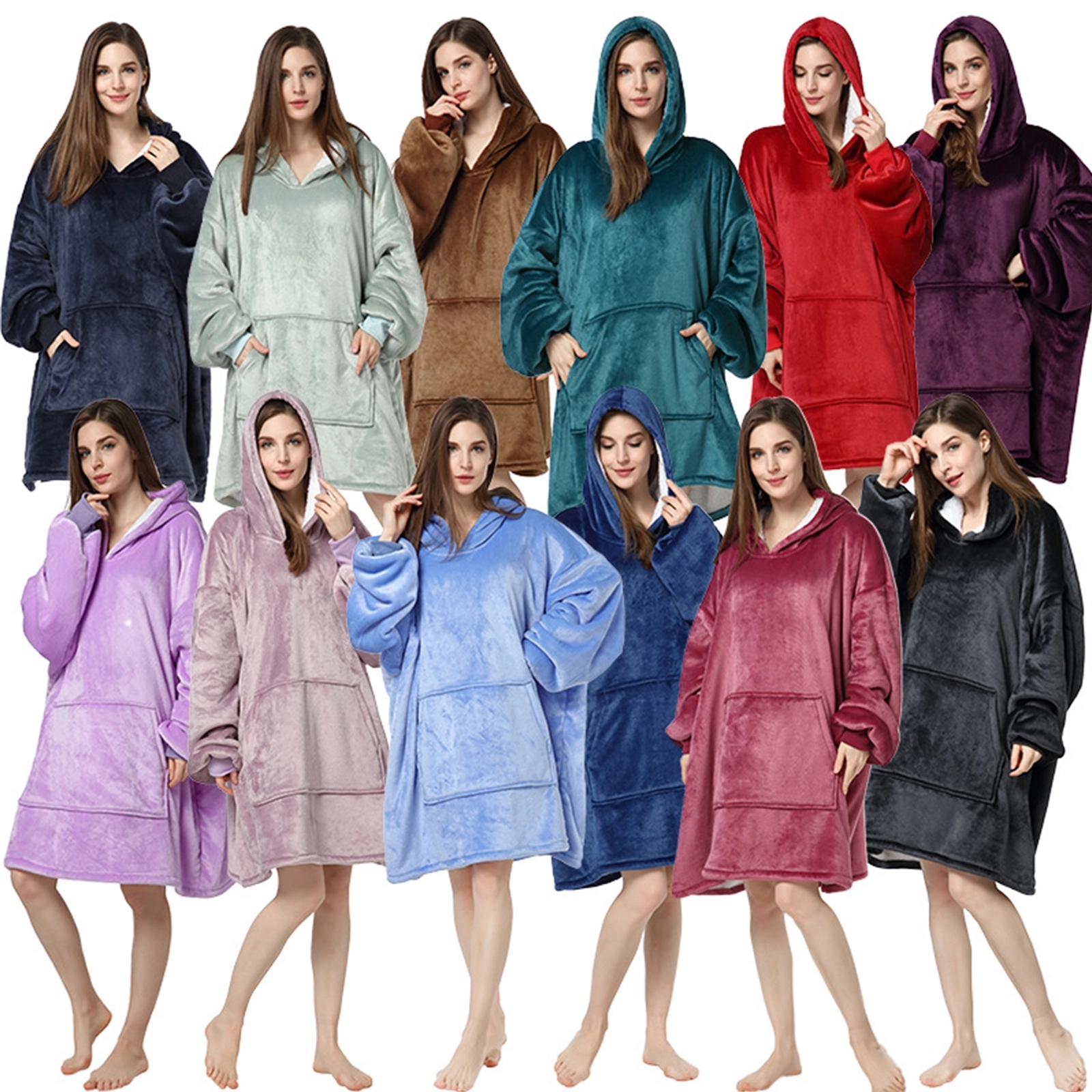 Wearable Blanket Sweatshirt With Big Pocket