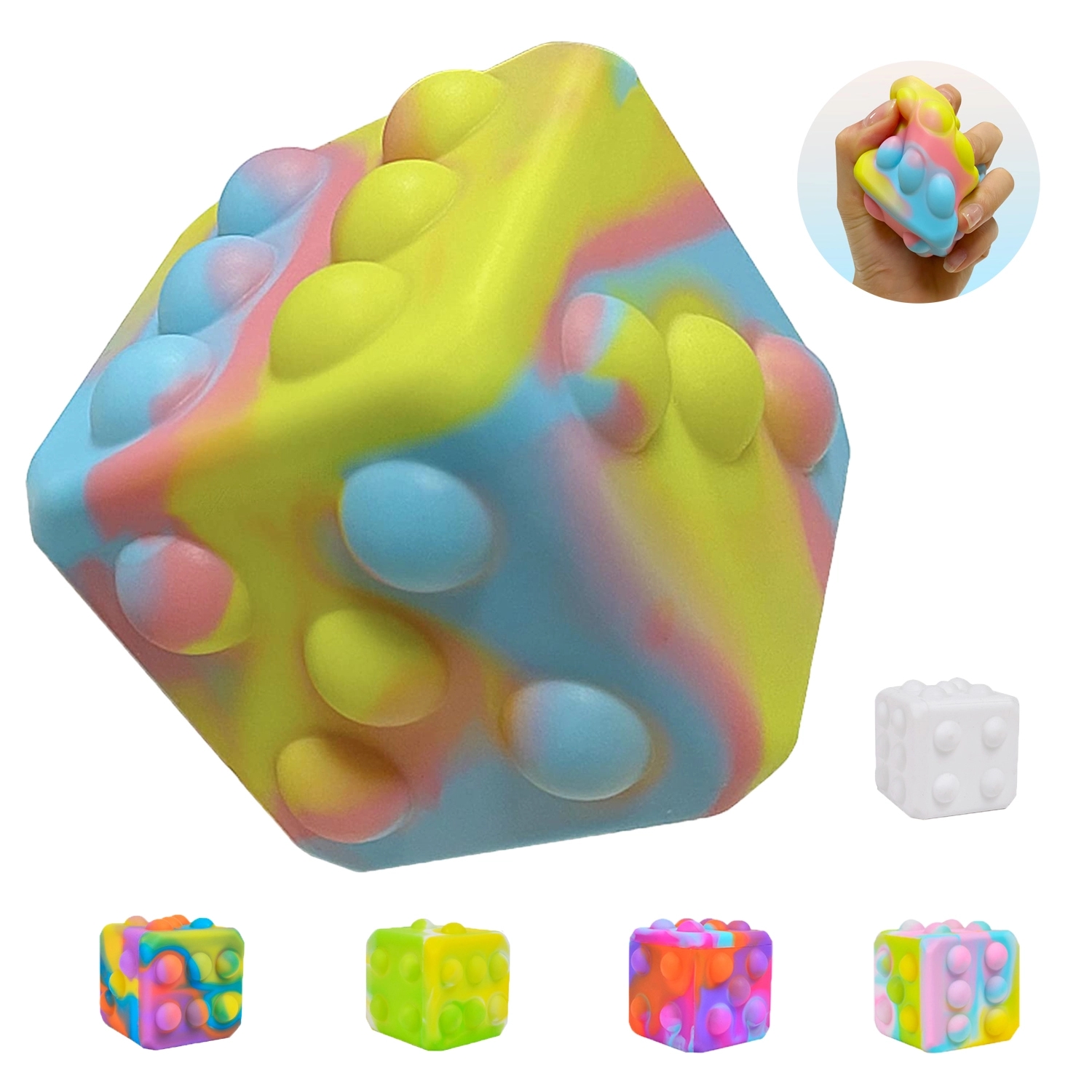 3D Dice Silicone Fidget Popper It Stress Ball