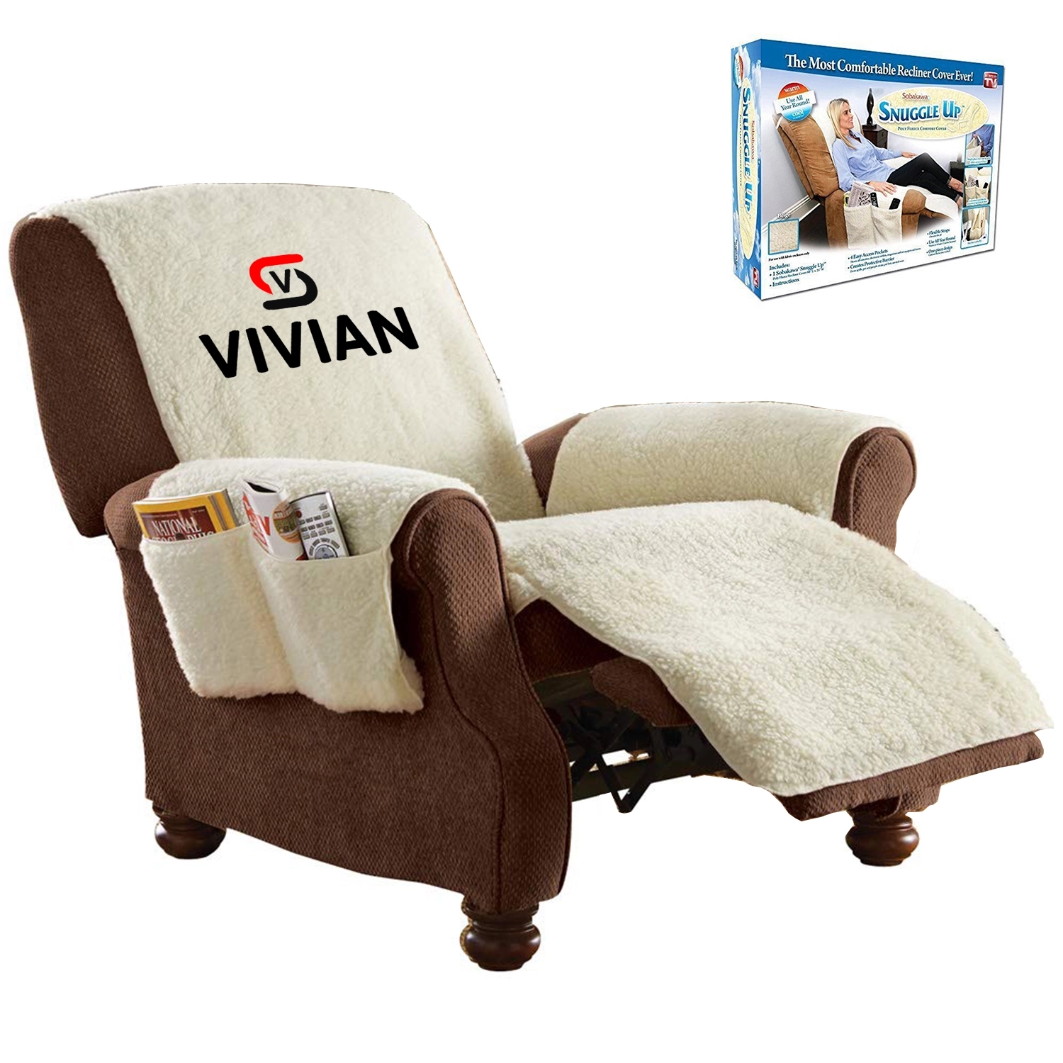 Beige Sherpa Recliner Cover