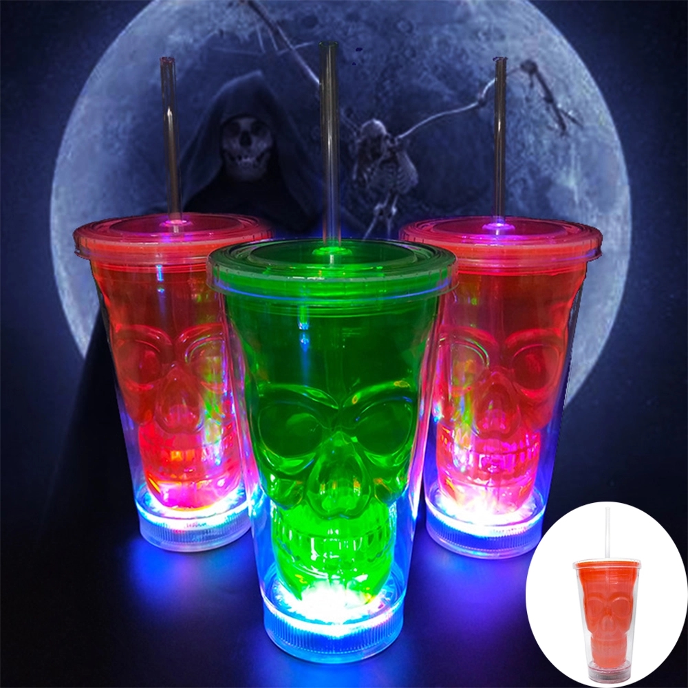 16oz Plastic Led Light Up Tumbler w/ Straw
