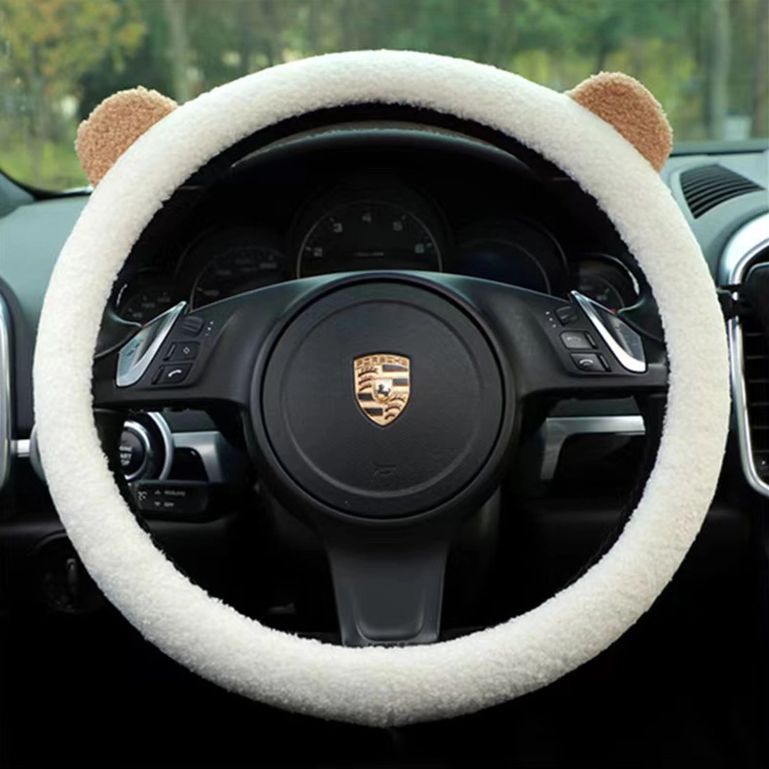 Elastic Microfiber Plush Steering Wheel Cover For Winter