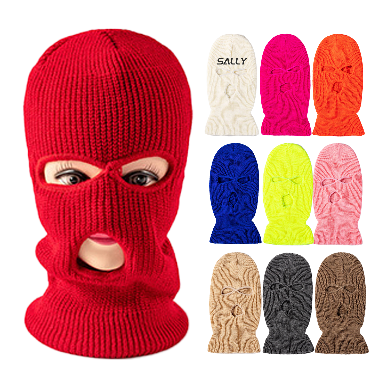 Warm Knit 3 Hole Full Face Ski Mask