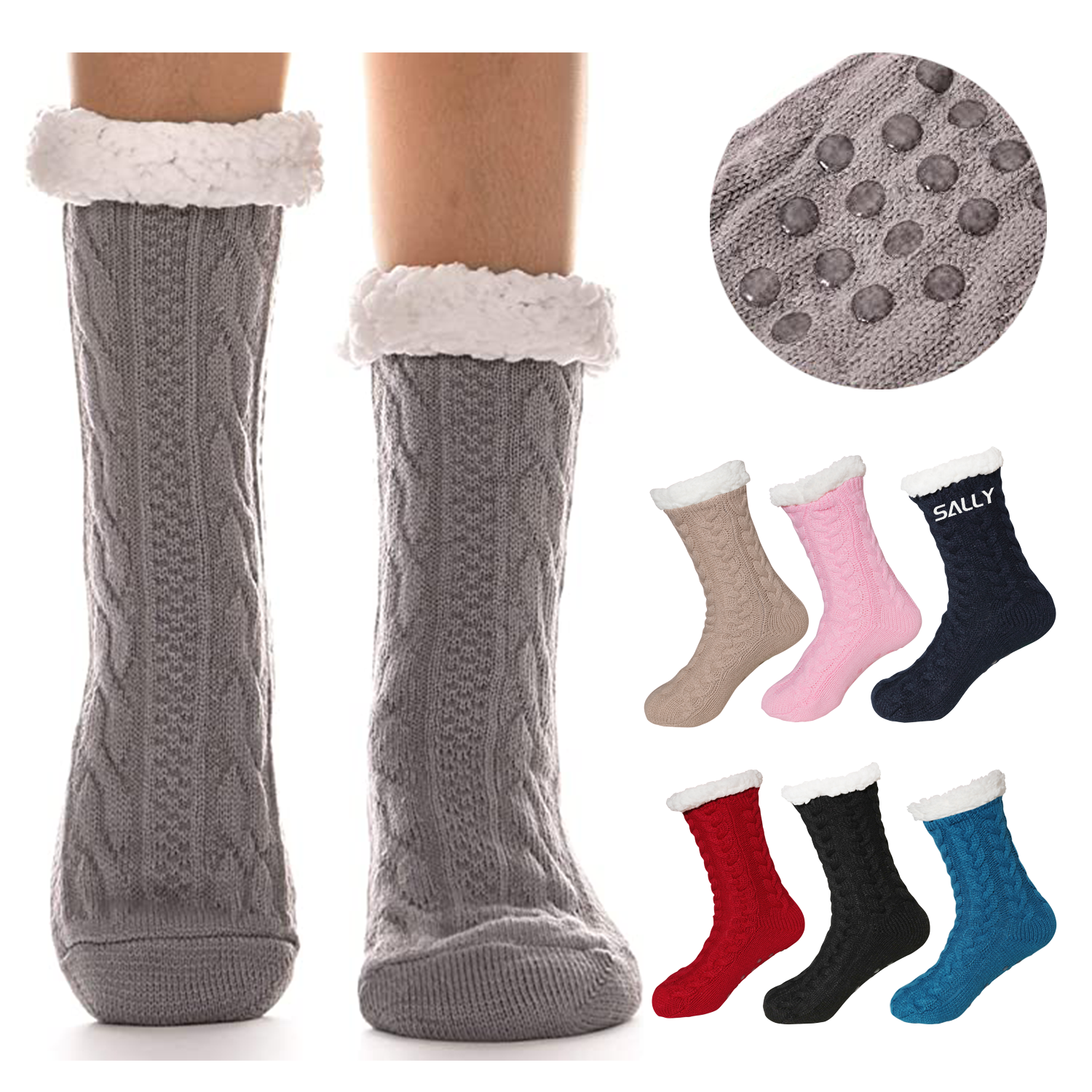 Cozy Fuzzy Fleeced Lined Socks With Grippers