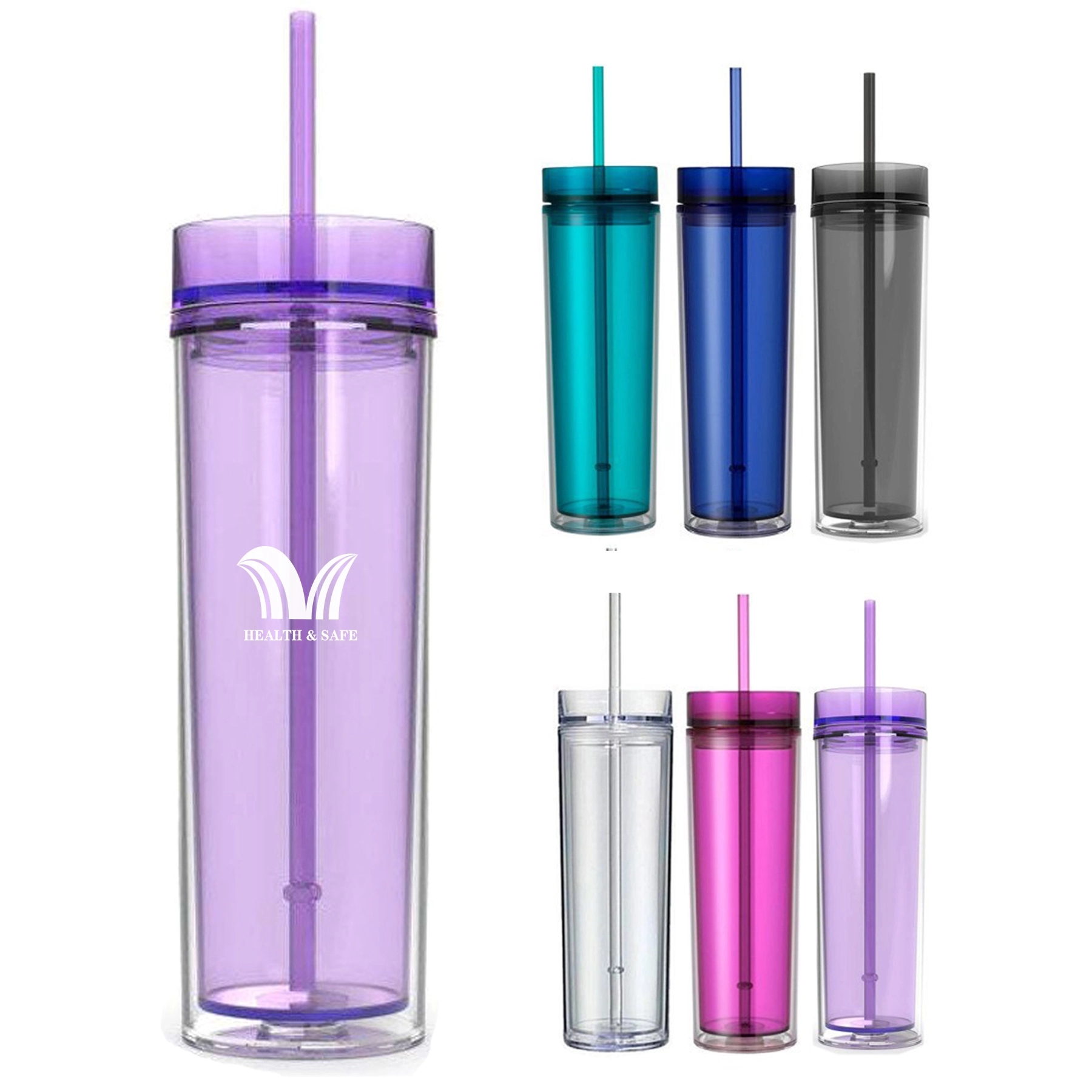 Double-Wall Slim Cups With Straw