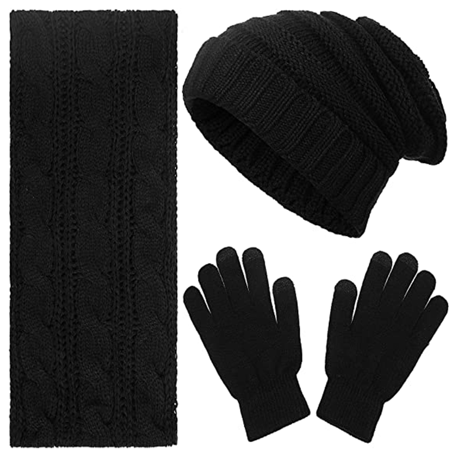Patch Knit Beanie Set
