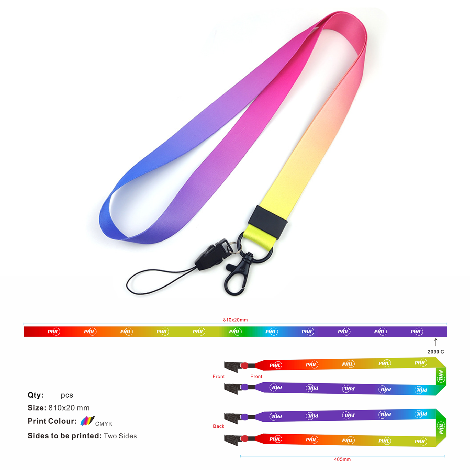 3/4" Polyester Custom Printed Lanyard