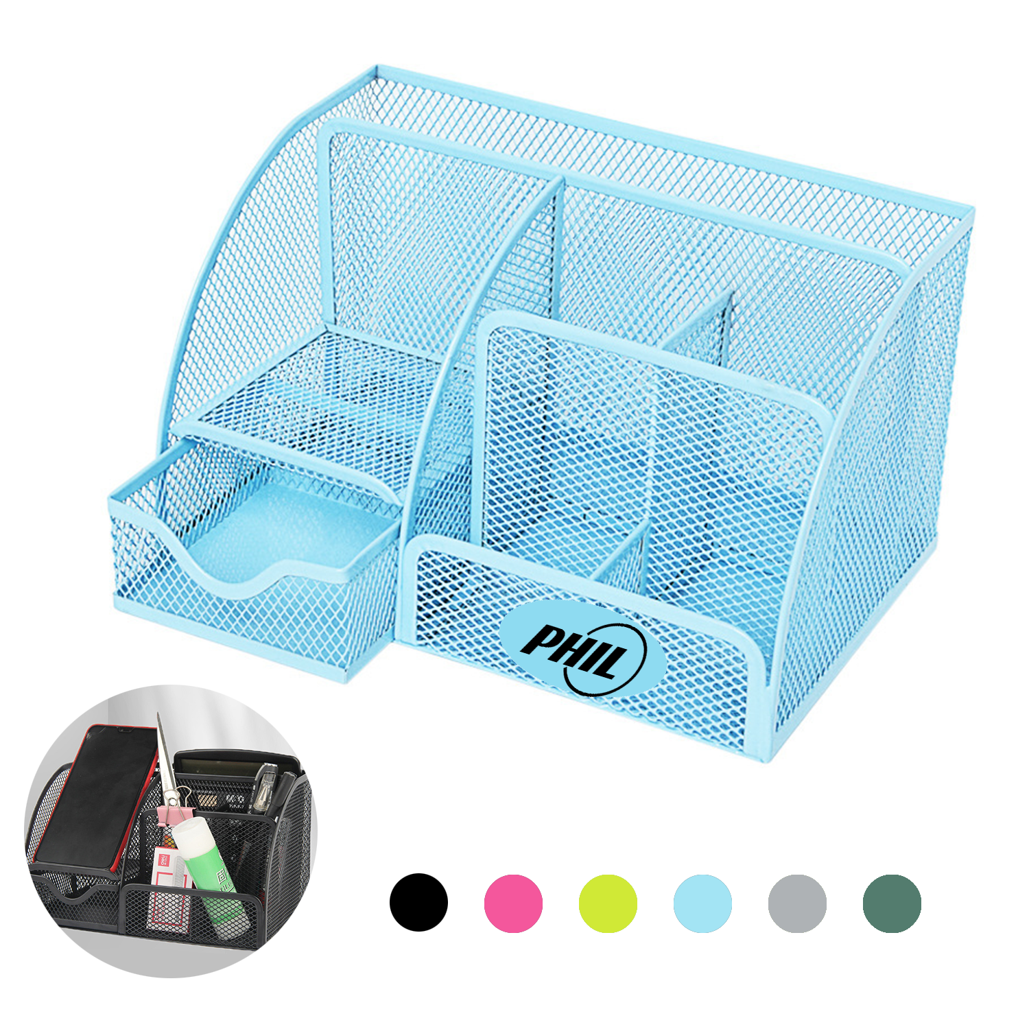 Multi-Functional Pen Holder Stationery With 6 Compartments