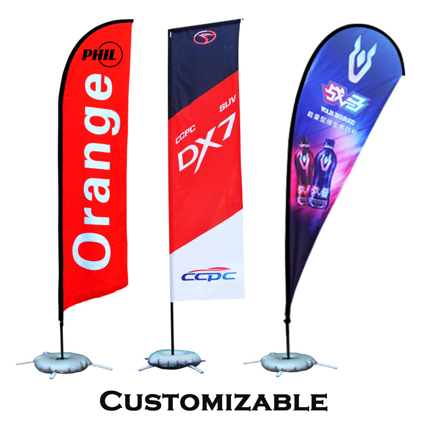Double-Sided Premium 9' Feather Flag Kit With Ground Spike