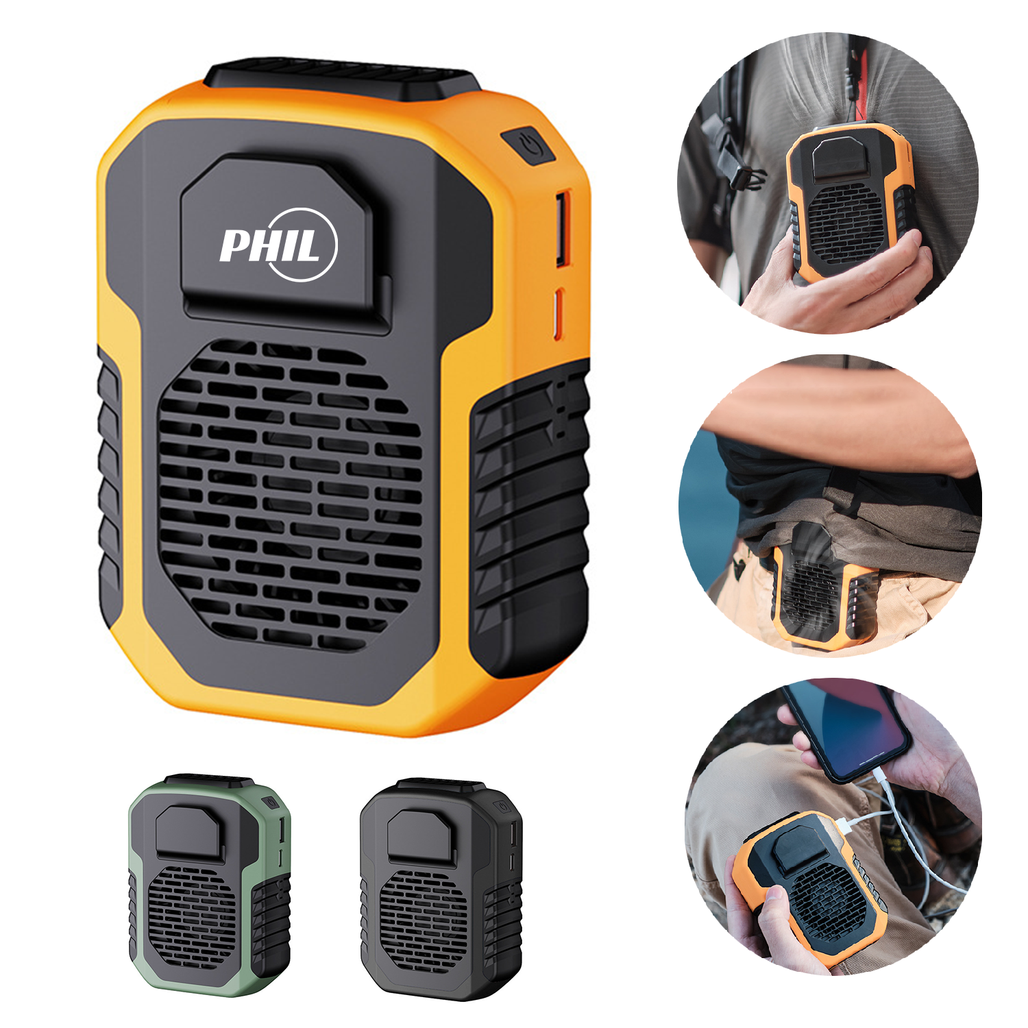 6000Mah Portable Waist Clip Fans With Power Bank