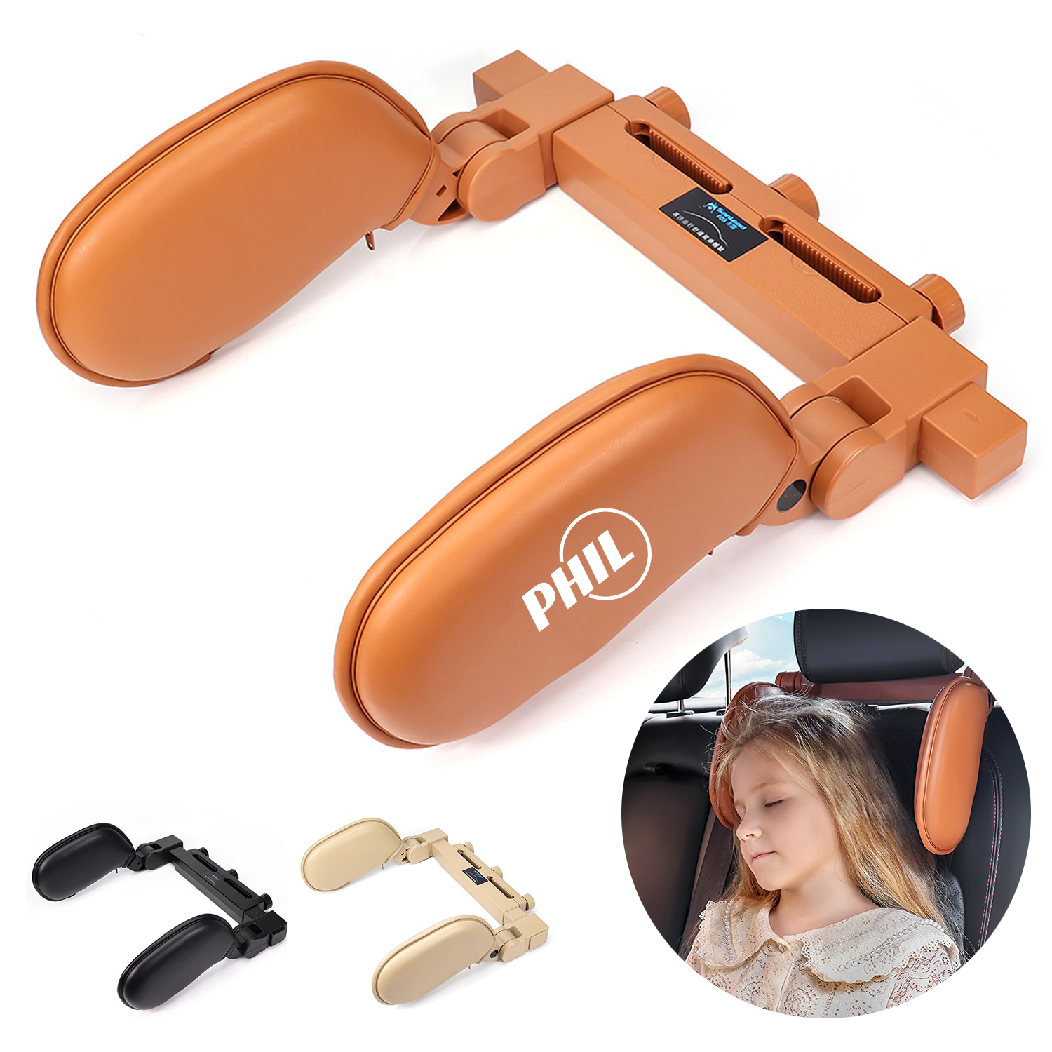 Car Headrest Rotatable Leather Side Pillow