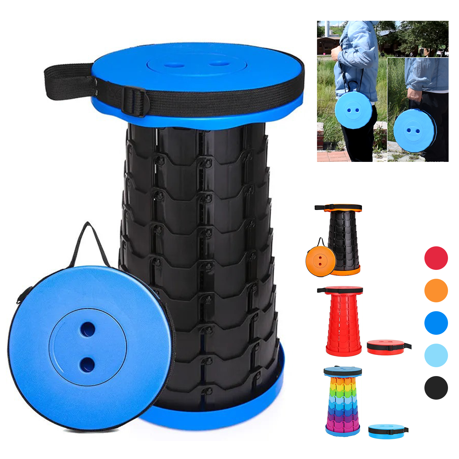 550 Lbs Upgraded Portable Outdoor Telescopic Chair Stools