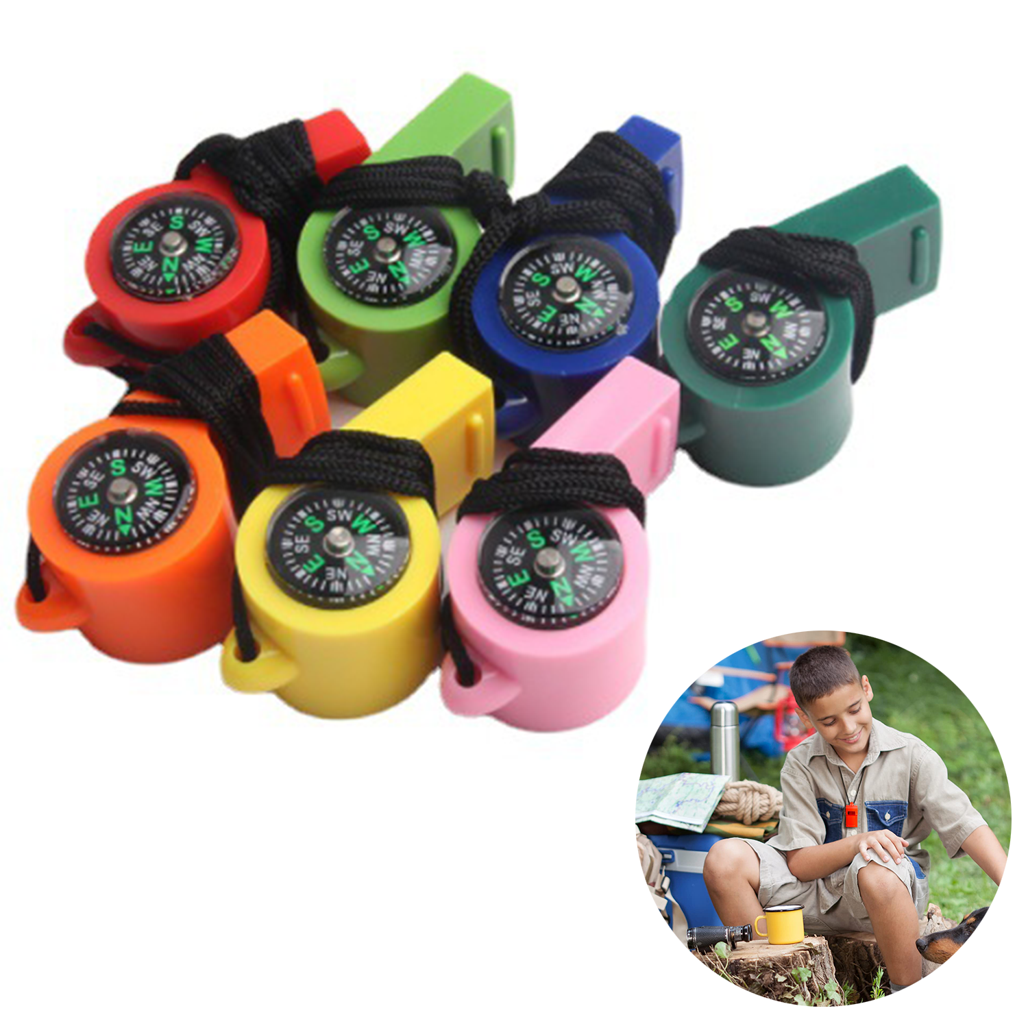 2-In-1 Emergency Survival Whistle With Compass