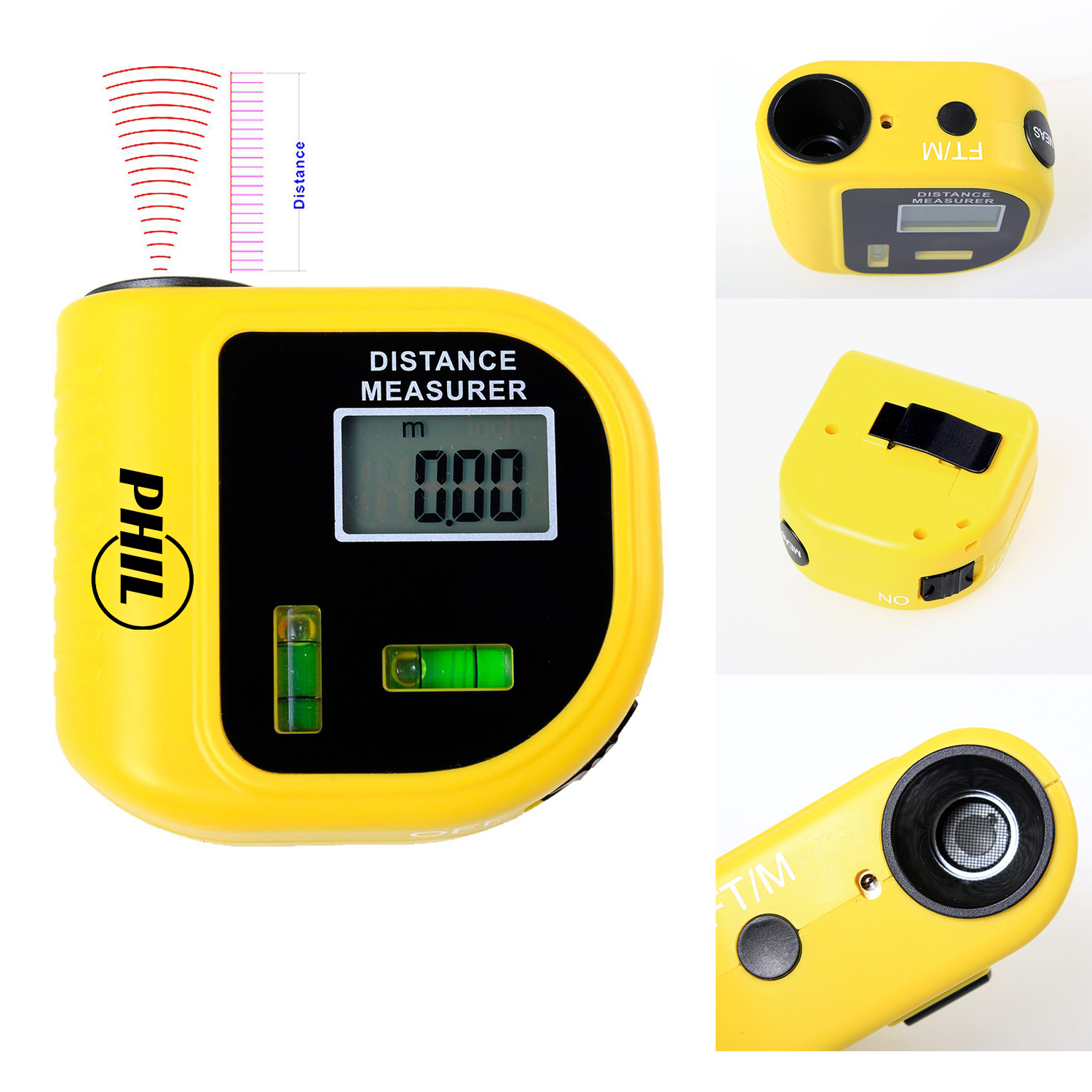 Ultrasonic Distance Meter Measurer With Laser Pointer