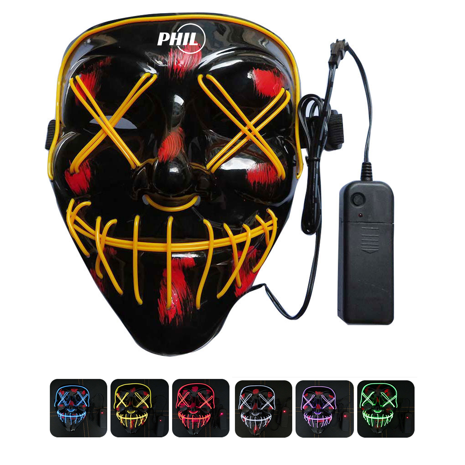 Scary Led Halloween Mask,Masquerade Cosplay Light Up Mask