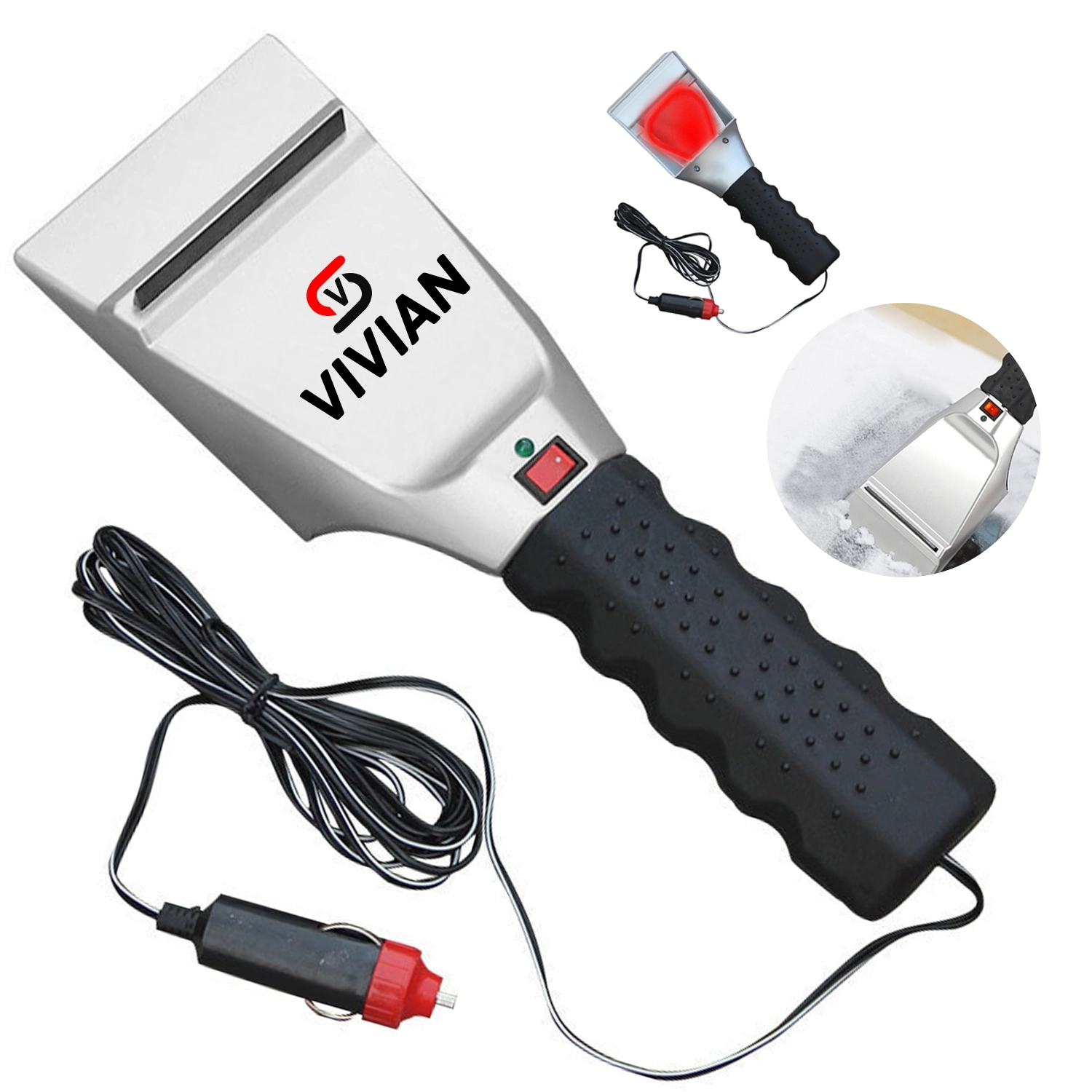 Auto Heated Ice Scraper W/ Flash Light