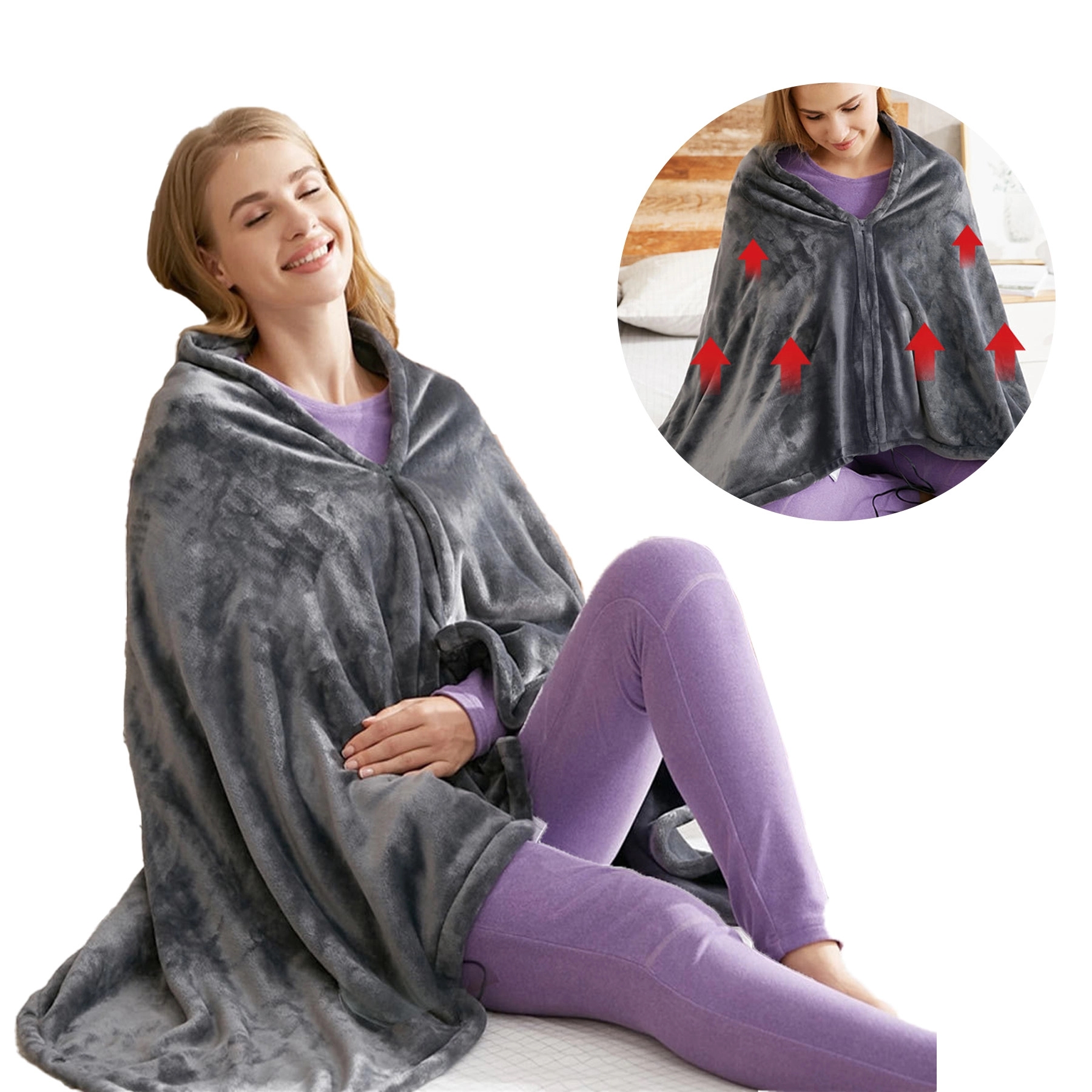 Oversized Microfiber & Sherpa Wearable Blanket