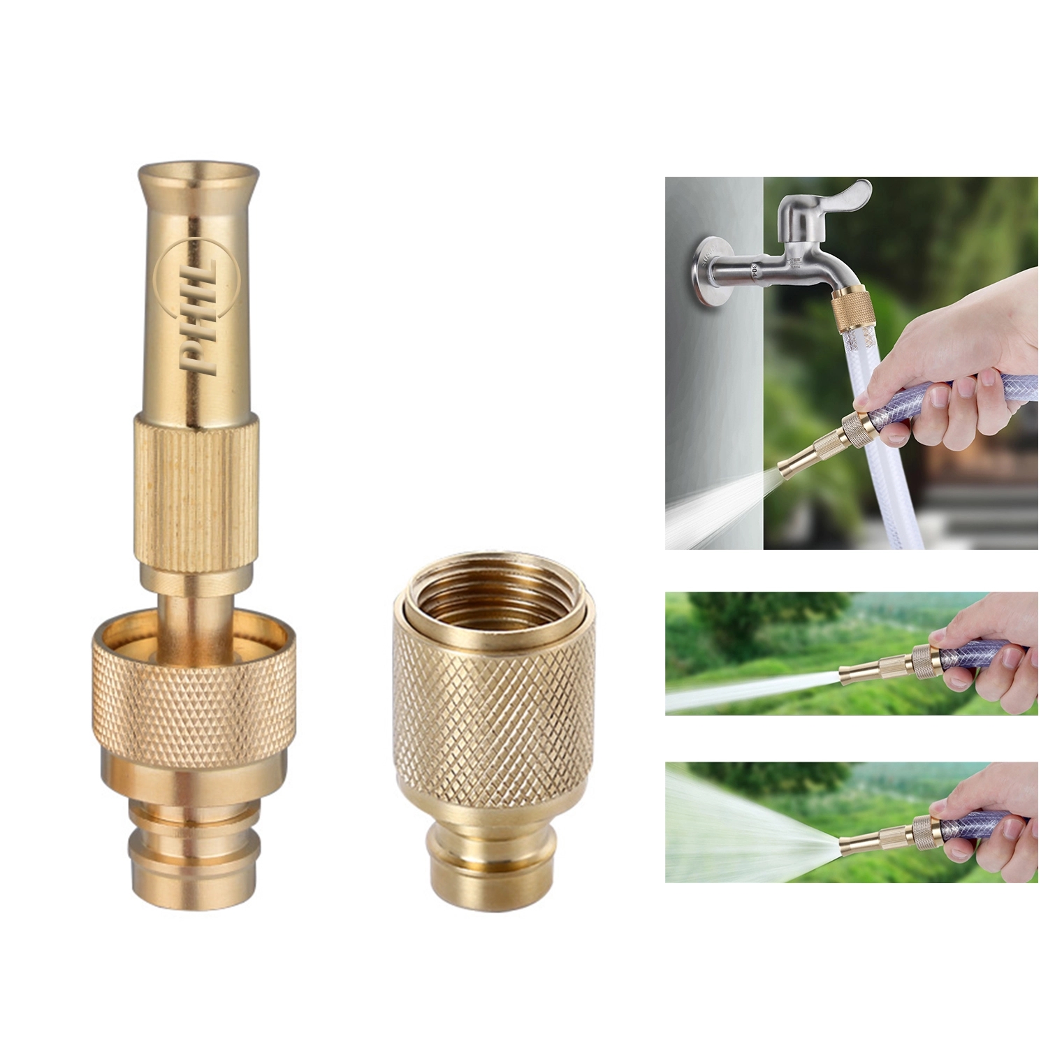 Heavy-Duty Brass Adjustable Twist Hose Nozzle