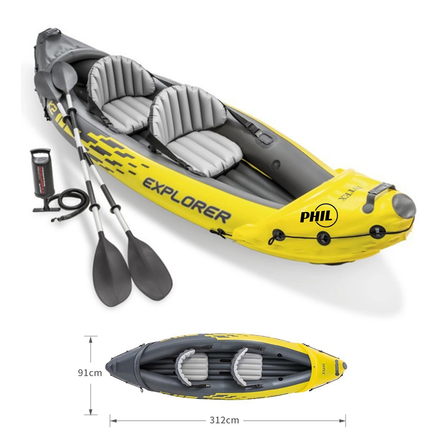 2-Person Inflatable Kayak Set With Aluminum Oars