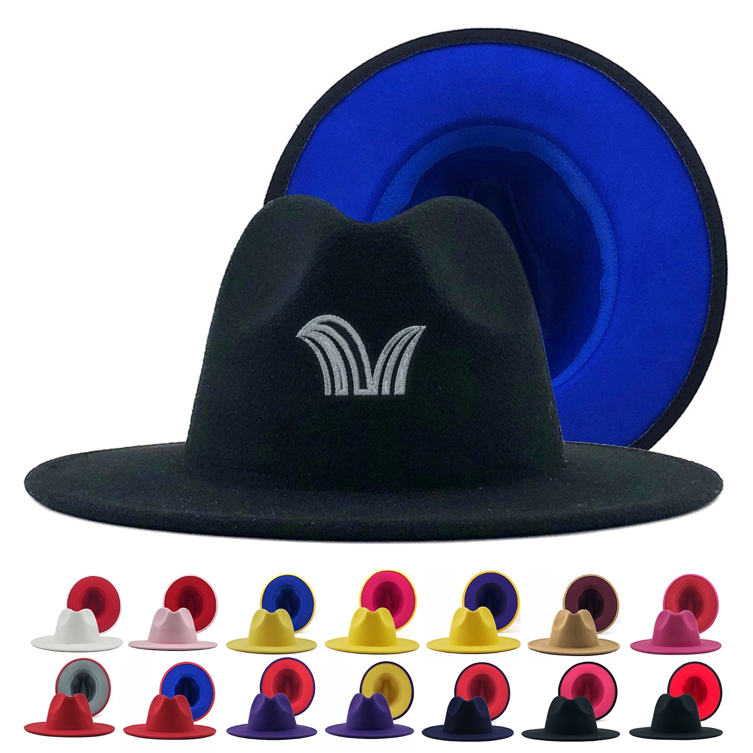 Two Tone Wide Brim Panama Fedora Hat